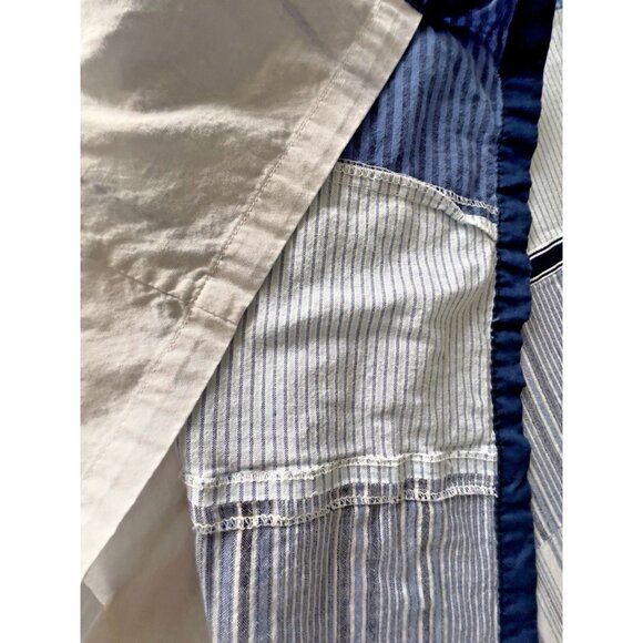 NAUTICA Shower Curtain 100% Cotton Patchwork Navy Blue Denim White 70" x 70" - Picture 6 of 12